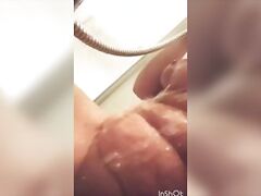 CHUBBY WIFE uses Shower Head to Stimulate her Huge Clitoris before Finishing off with Clit Sucker