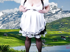 Woman With Huge Tits In The Alps For Oktoberfest - Mommy Fatty Celebrating By Flashing Her Big Tits And Butt
